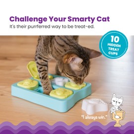 Catstages Kitty Cube Puzzle Interactive Cat Treat Puzzle Cat Toy, Blue