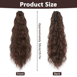 Hair Extension Braid, Ponytail Extension, Wavy Texture, Includes Clips for Easy Wear, for the Perfect Ponytail (50 cm, Dark Brown)
