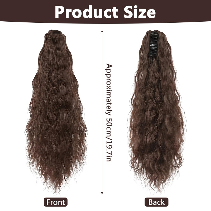 Hair Extension Braid, Ponytail Extension, Wavy Texture, Includes Clips for