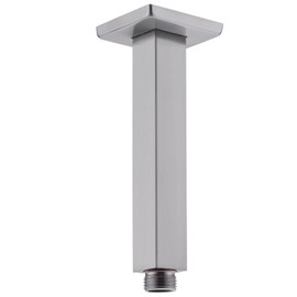 Clovermap Ceiling Mounted Shower Arm, 6 inch Square Extension Arm with Flange Stainless Steel Shower Extender for Rainfall Shower Head, Brushed Nickel