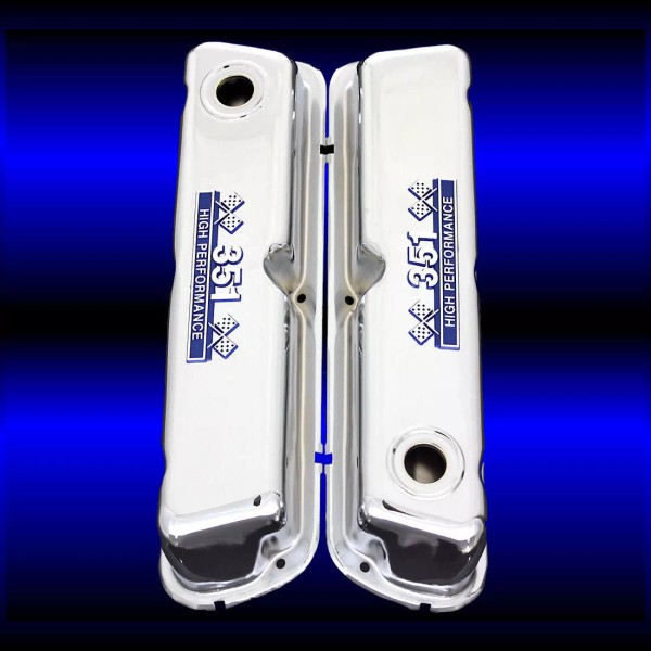 MotorChrome Chrome small block valve covers with 351 emblem for
