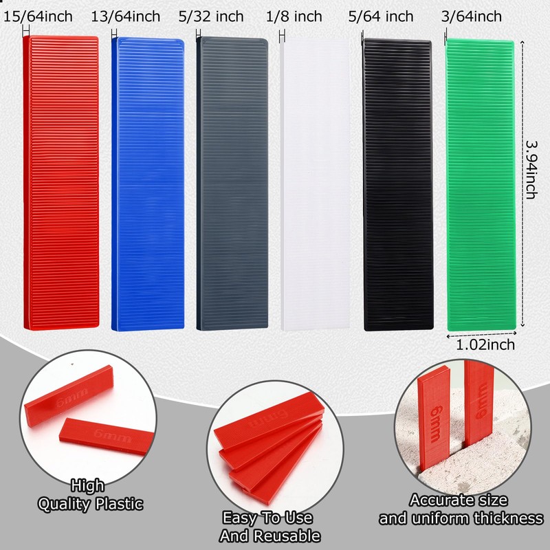 Konohan 300 Pcs Plastic Flat Shims Structural Tile Plastic Shims