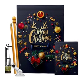 Angeleno Heritage Christmas New Year Garden House Flag Kit Wintertime Santa Marry Xmas Present Reindeer Season Snow Decoration Banner Small Yard Gift Double-Sided, Made in USA