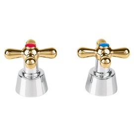 Foset Aqua AQMM-61G, Juego de 2 manerales de palanca para lavabo color cromo - oro
