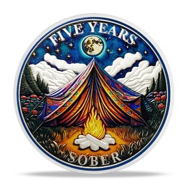 5 Year Sobriety Coin Gifts | Campfire Under Starry AA Coin - HA AA Chip Medallion with Serenity Prayer | Narcotics Alcoholics Anonymous Gifts for Anniversary Month ＆ Year for Men ＆ Women in Recovery