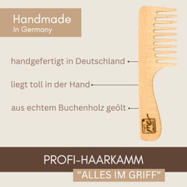 Thats me organic Professional Beech Wood Hair Comb - Coarse Comb for Curls - Comb for Men and Women - Comb with Handle and Wide Teeth - Ideal Comb for Curls