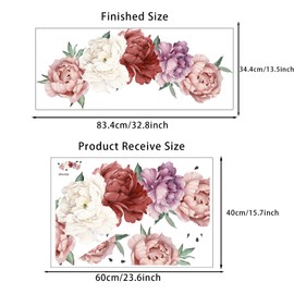 astylishome Bedroom Wall Stickers Pink Peony Flower Paste The Walls Wallpaper Sticker Home Decorations Living Room Decoration Childrens Room Bedrooms Decoration 1313