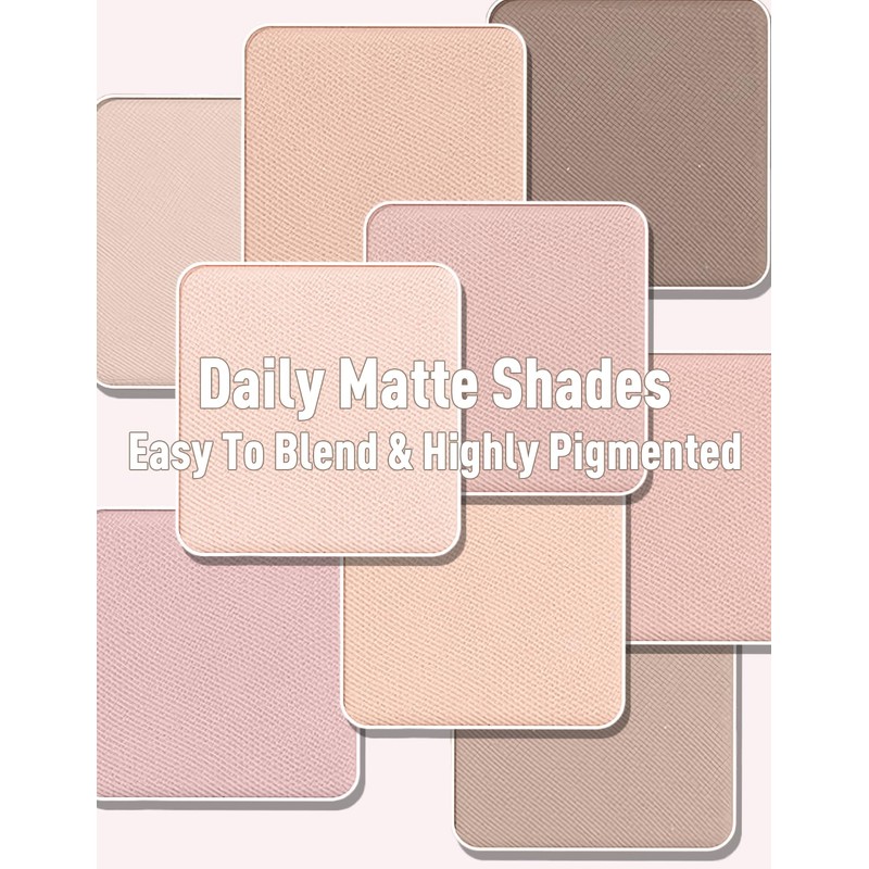 Wugbc 9 Colors Nude Eyeshadow Palette, Matte Beige Light Brown