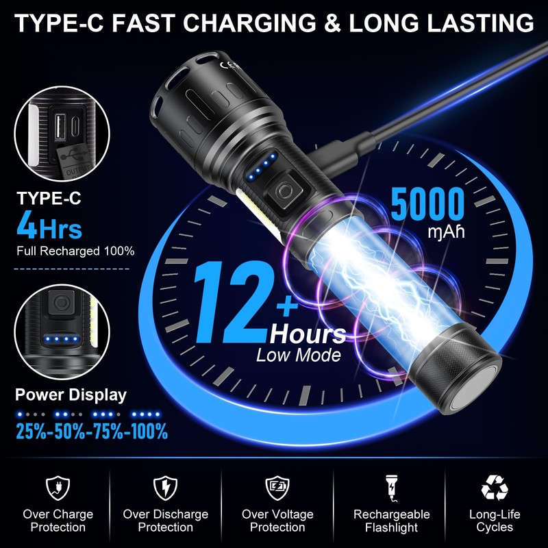 Banral Rechargeable Magnetic Flashlights High Lumens, Super Bright LED Powerful