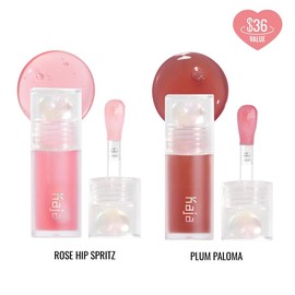 KAJA - Juicy Glass Lip Oil Duo - Instant Hydrating, Plumping & Shine Apple Applicator - Combined Variations: [NEW] Rose Hip Spritz + Plum Paloma