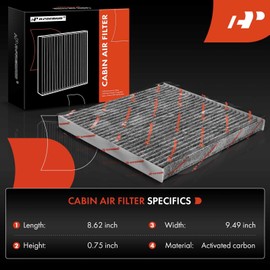 A-Premium Filtro de aire de cabina de 2 piezas con carbón activado compatible con Chrysler 200 2015-2017 y Jeep Cherokee 2014-2018, 2.4L 3.6L, repuesto # CAF1918P, 68223044AA