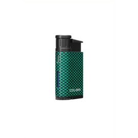 Colibri EVO Angled Single Jet Flame Butane Lighter, Windproof & Refillable, User-Friendly with Carbon Fiber Grip, Blue Fuel Window and Adjustable Flame - Sleek Design (Green Carbon Fiber)