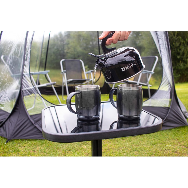 Valiant FIR559 1L Portable Camping Whistling Kettle-Black, Aluminium, 1 Liter