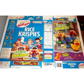 1999 Sesame Street Mini Bean Kellogg's Rice Krispies Cereal Box unused Flat oc24