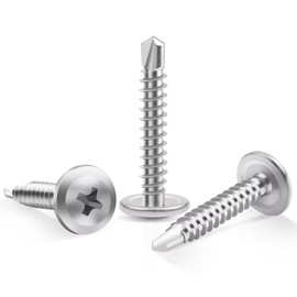 Pack of 100 M4.2 x 32 mm Self Tapping Screws Metal, Leryati High Strength 410 Stainless Steel Self Tapping Screws Phillips Head Self Drilling Screws Self Drilling Countersunk Screws