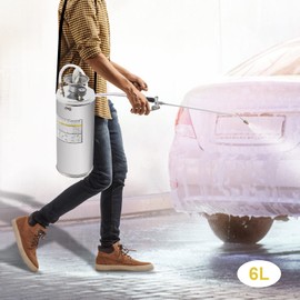 Stainless Steel Sprayer,Hand-Pump Sprayer, 1.5Gal/6L, 16" Wand&3.9FT Reinforced Hose,for Gardening& Sanitizing