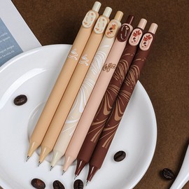 MOZXIRZ 4 Pcs Gel Ink Pens Coffee Retractable Pens Cute Coffee Pen 0.5mm Ballpoint Pen Office School Supplies for Women Girls Boy Men (Coffee)