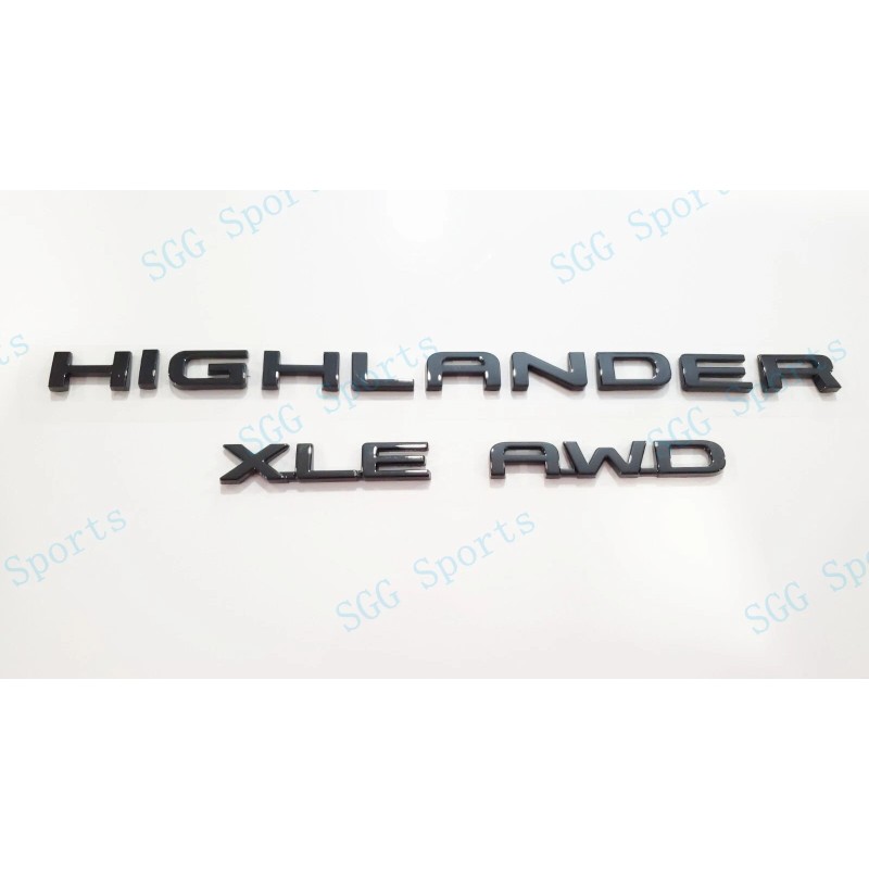 Toyota OEM 3PC Gloss Black Rear HIGHLANDER XLE AWD Letter