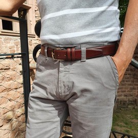 Tony & Paul very hogh quality leather belt hand made in italy - brown