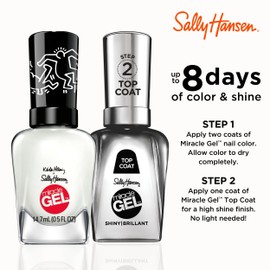 Sally Hansen Miracle Gel Keith Haring Salon Quality Nail Polish | Gel-Like Formula, Two-Step System, No UV Light Needed, Long Lasting | Opaque, Glossy | 918 Blanc Canvas | White Nail Polish