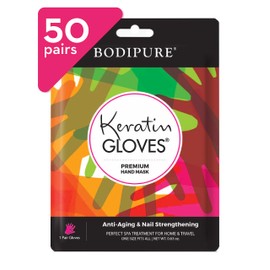 Bodipure Premium Keratin Hand Mask | Moisturizing Gloves for Dry Hands & Nail-Strengthening & Cuticle Softening | Spa Experience at Home | Chemical Free & For All Skin Types | 50 Pairs