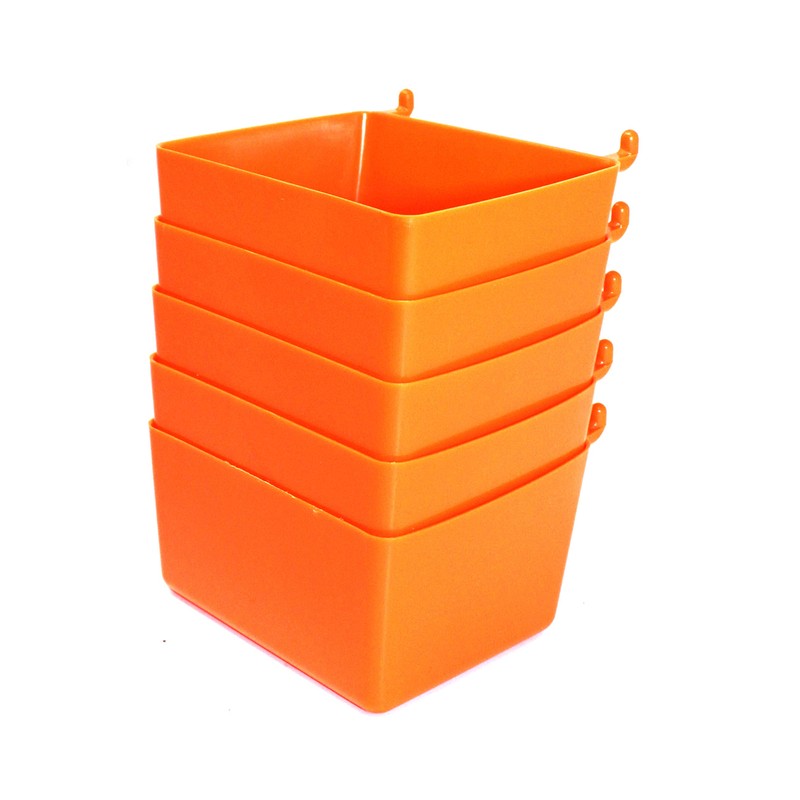 JSP Manufacturing Small Plastic Orange Pegboard Storage/Part Bins (10)