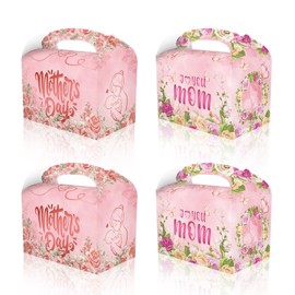 CPTBAG 12pcs Happy Mother's Day Treat Boxes Small Gift Boxes Floral Design Cardboard Gift Goodies Candy Boxes for We Love Mom Party, Mother Birthday Party Favor Supplies