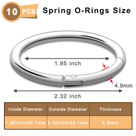 10Pack 2" Large Round Carabiner Clips, Metal Spring O Rings for Organizer Key Rings, Paracord Keychain Lanyard, Pet Chains, Purse Hardware, Key Snap Hooks DIY Accessory (Silver)
