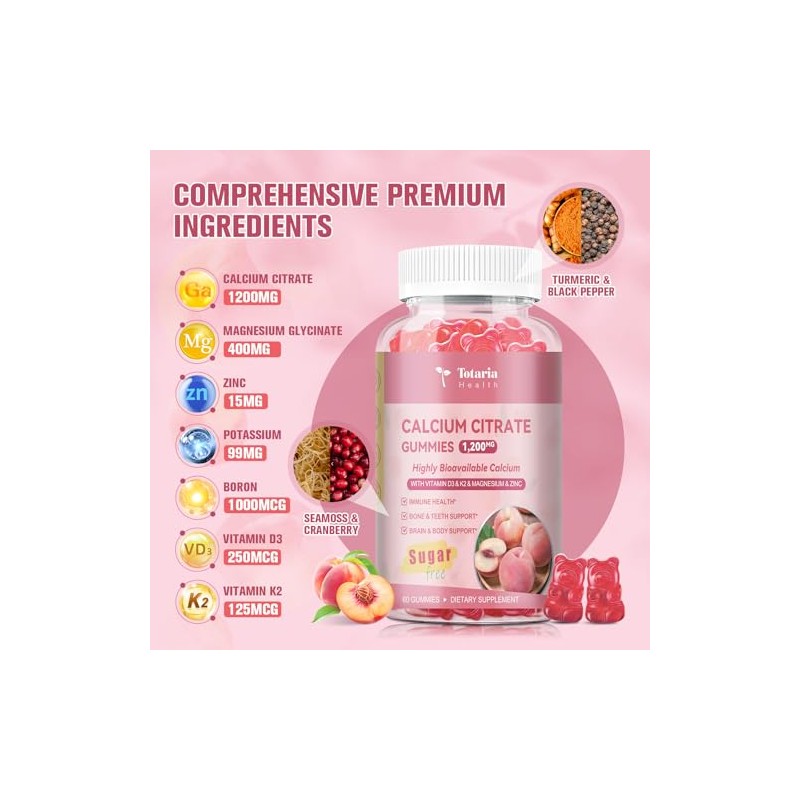 2 Pack Calcium Citrate Gummies 1200 mg - Calcium Supplements