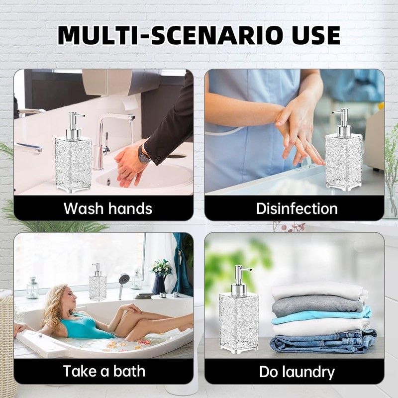 13.5 Oz Translucent White Plastic Soap Dispenser with Rust-Proof Pump,