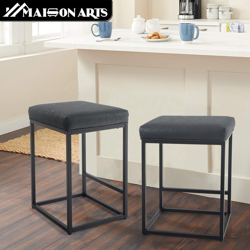 MAISON ARTS White Counter Height 24" Bar Stool for Kitchen