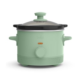 bella 1.5 Qt Slow Cooker with 3 Heat Manual Control, Ceramic Nonstick Coating, Dishwasher Safe Stoneware Pot and Tempered Glass Lid, Tangle Free Cord Wrap & Cool Touch Handles, Seaglass