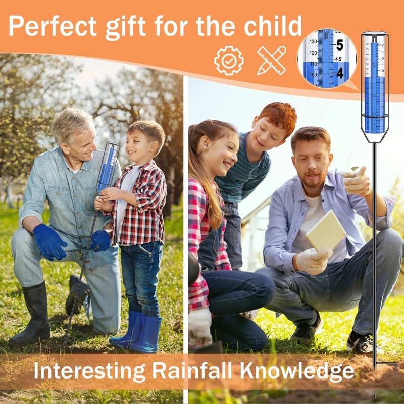 Brand: WANTELFOR Rain Gauge Outdoor,7" Large Plastic Gauges Outdoors Best...
