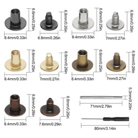 150 Sets Chicago Screws Binding Screws, M5 x 6/8 mm Book Screws Rivets Kit, Cross Head Screw Rivets for Leather for DIY Belts, Bookbinding, Photo Albums, Handbags (5 Colours)