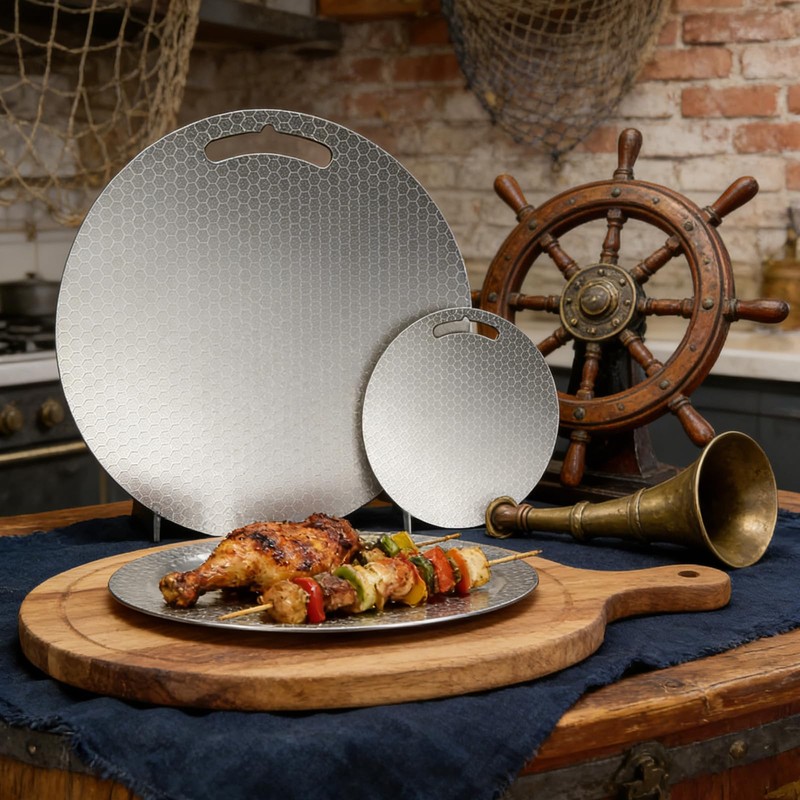 Versatile Cutting Boards for Kitchen,Stainless Steel Cutting Boards 2-Piece Set,Round