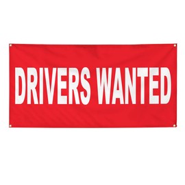 Vinyl Banner Multiple Sizes Drivers Wanted Red Background Business Outdoor Weatherproof Industrial Yard Signs 4 Grommets 24x48Inches