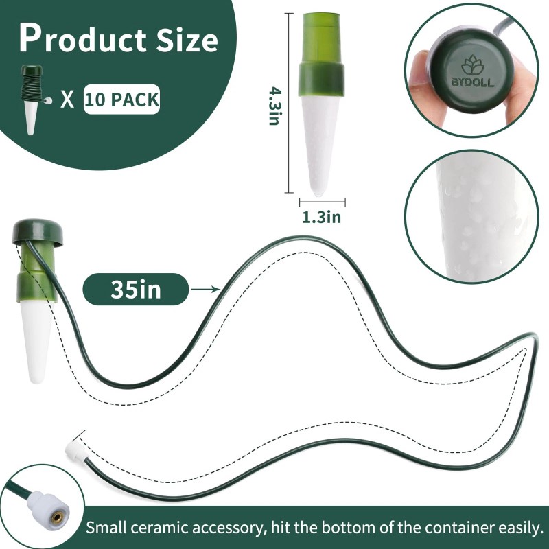 BYDOLL Plant Self-Watering Stakes Automatic Drip Irrigation System 10 Pack