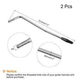 MECCANIXITY Single Tremolo Arm Bar 5mm Thread M5 with Black Tip for Electric Guitar, Pack of 2