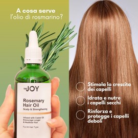 Rosemary Oil for Hair Diluted for Growth of Hair and Eyebrows - Strengthening Eyelash Serum with Castor Oil, Jojoba Oil and Mint - Organic, 100% Vegan and Made in Italy