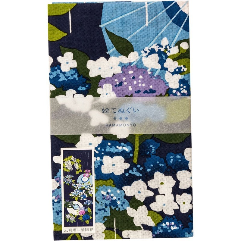 Hamamonyo Picture Tenugui, Hydrangea in May Rain