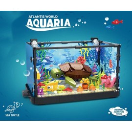 Fish Tank Building Set, 753 Pcs Aquarium Turtles Building Set, Animal Marine Life Fish Tank Building Block Kit, Lighting Aquarium Toys Set, Creative Gifts for Kids Adults (7024)