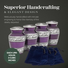 Eternal Harmony Keepsake Urns for Human AshesFor Cremation (Urns Carefully Handcrafted) with Elegant Finishes to Honor Your Loved One Purple
