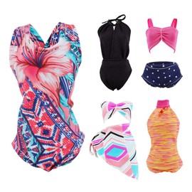 E-TING 11 Items= 3Pcs Doll Beach Bikini Swimsuit + 3Pcs Swim Ring + 5Pairs Shoes for 11.5 inch Girl Doll（Random Style）
