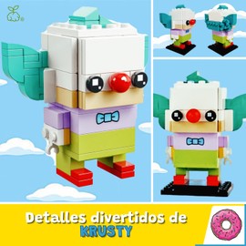 GREEN BRAIN Los Simpsons, Juguete de Construcción de Homero Simpson, Bart, Krusty el Payaso de Los Simpsons Figuras, Ideal para Fans de los Simpson (Krusty el Payaso)