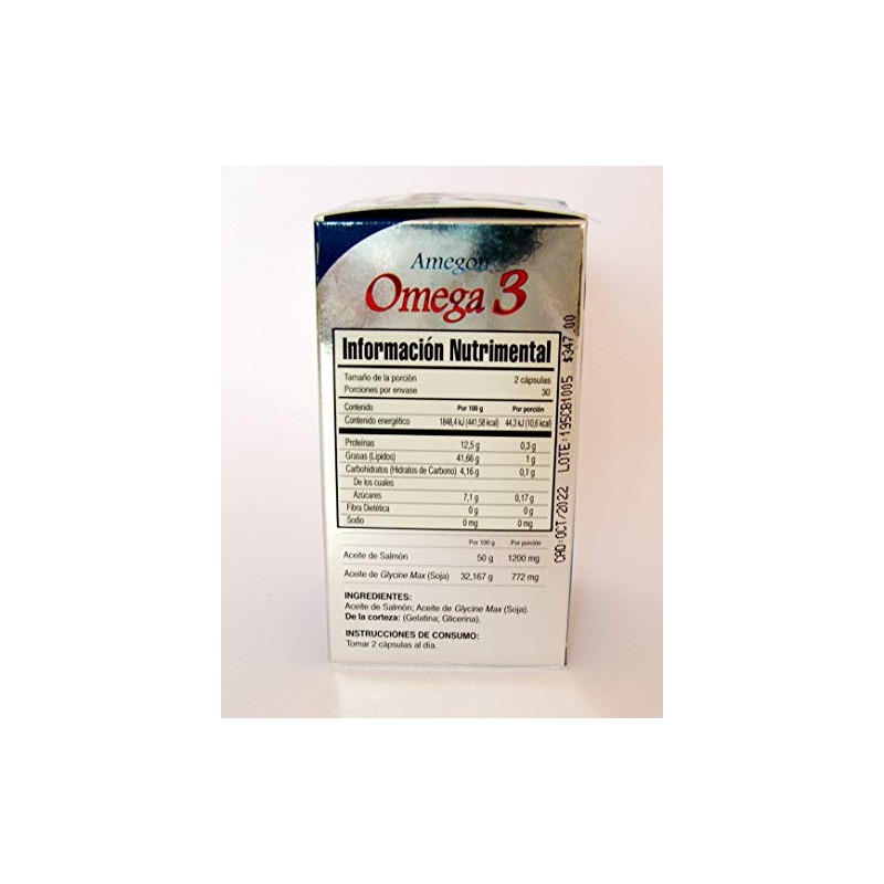 Omega 3 Amegon Aceite de Salmón cápsulas de gelatina blanda