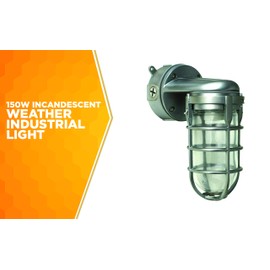 Woods L1707SVBS Traditional 150W Incandescent Weather Industrial Light; Wall Mount; Brushed Steel