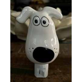 UPI Cute Retro Dog 3D Ceramic Night Light Whiskers Light Up Swivel Plug On/Off