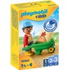 PLAYMOBIL 1.2.3 70409 Construction Worker with Wheelbarrow, for Children Ages