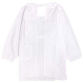 Timely School Apron for Children, Long Sleeve, Solid Color, Elementary School, tm103, white