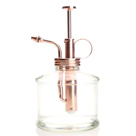 Purism Style Plant Mister- Glass Bottle & Brass Sprayer (Clear & Rose Gold)